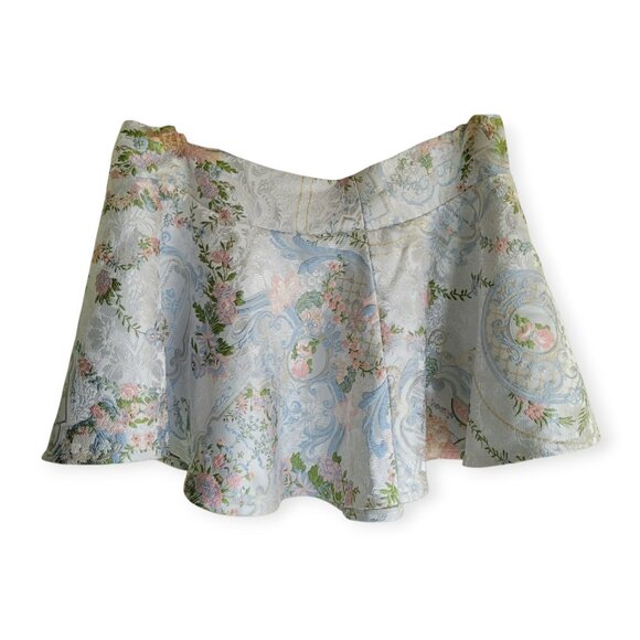 Fairycore Sugar Thrillz Silver Brocade Skirt High Waist A-Line Mini Skirt 1X - Picture 10 of 12